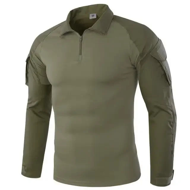 Camiseta camuflada tática masculina manga longa caça escalada camisa de algodão roupas esportivas