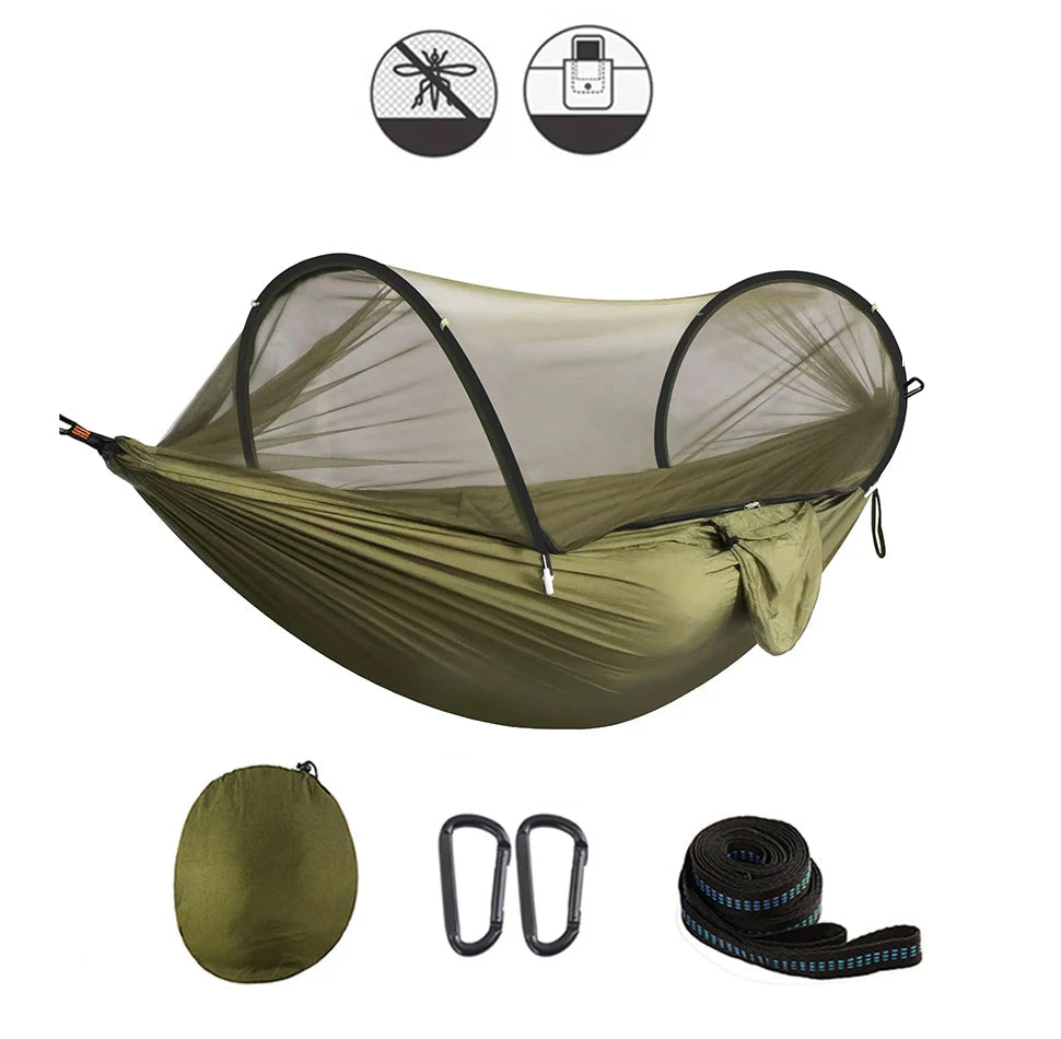 Rede 3 em 1 para camping com mosquiteiro e abertura rápida