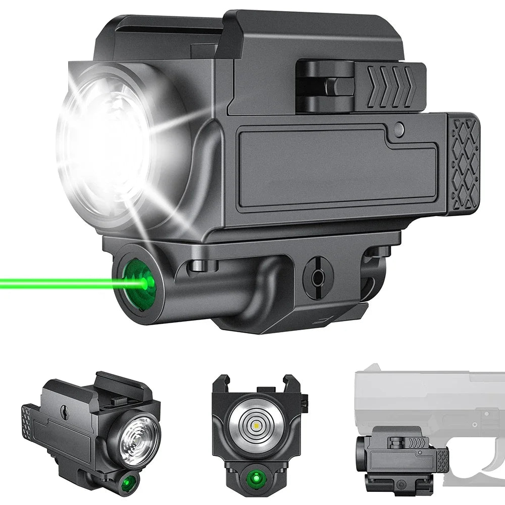 Lanterna de 800 lumens com laser ou vermelho com bateria recarregável USB com trilho Picatinny