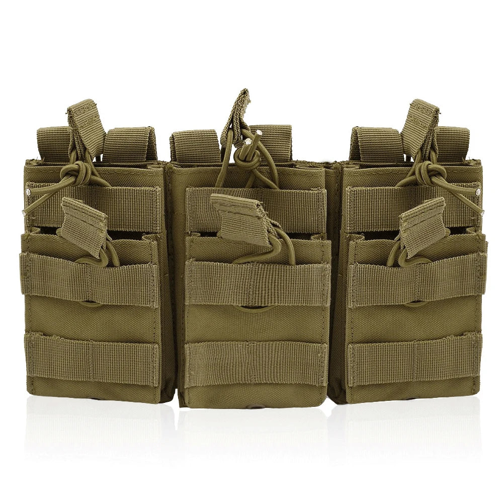 Porta Carregador Triplo Tático com Molle e Camada Dupla. Compatível com M4, M14, M16, AK e AR