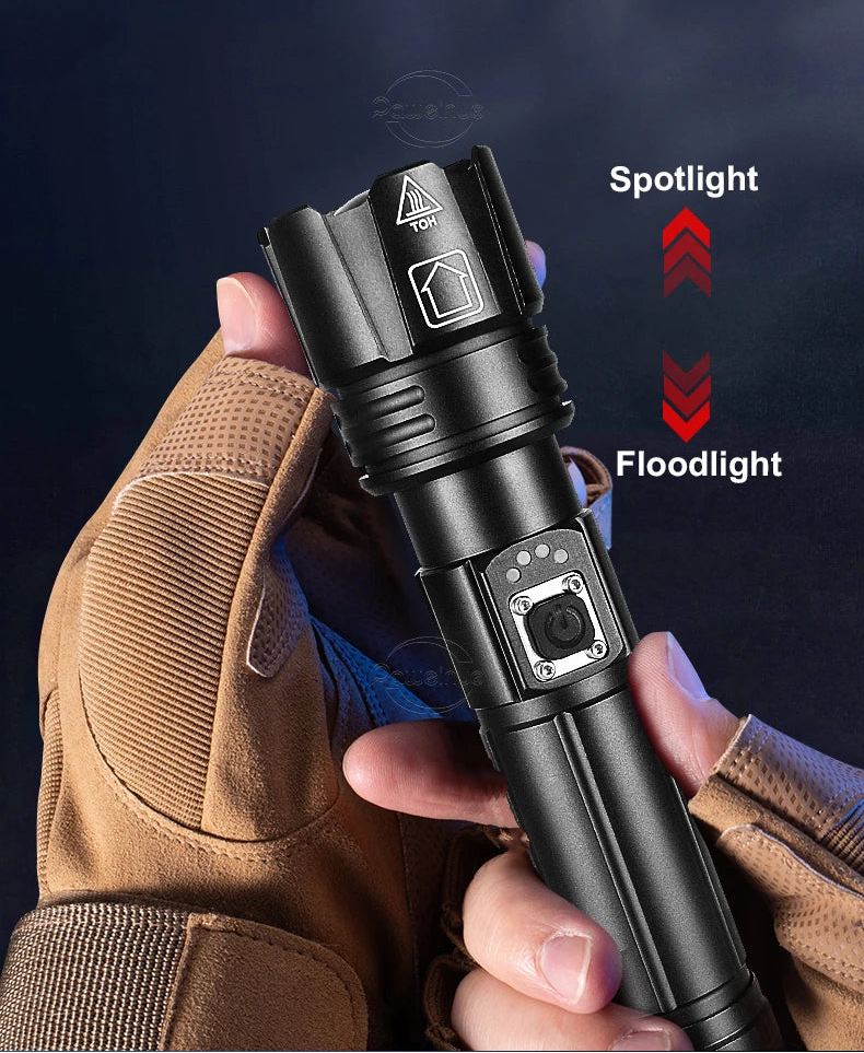 Lanterna tática de LED usb recarregável