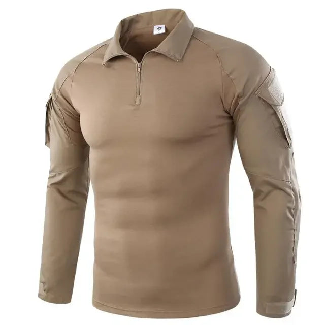 Camiseta camuflada tática masculina manga longa caça escalada camisa de algodão roupas esportivas