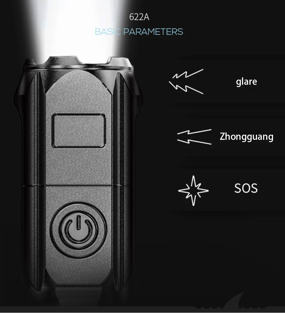 Lanterna LED USB recarregável à prova d'água