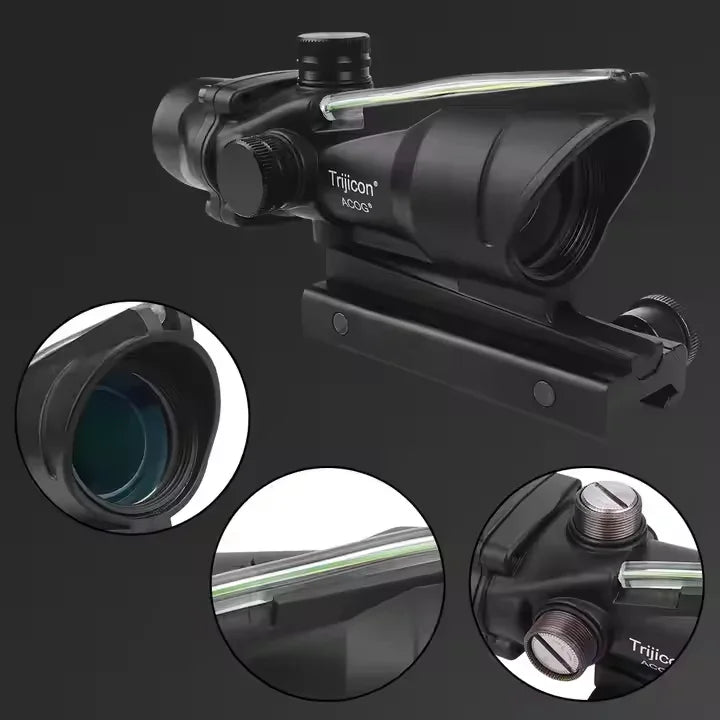 Mira teslescópica 4x32 com fibra óptica vermelha