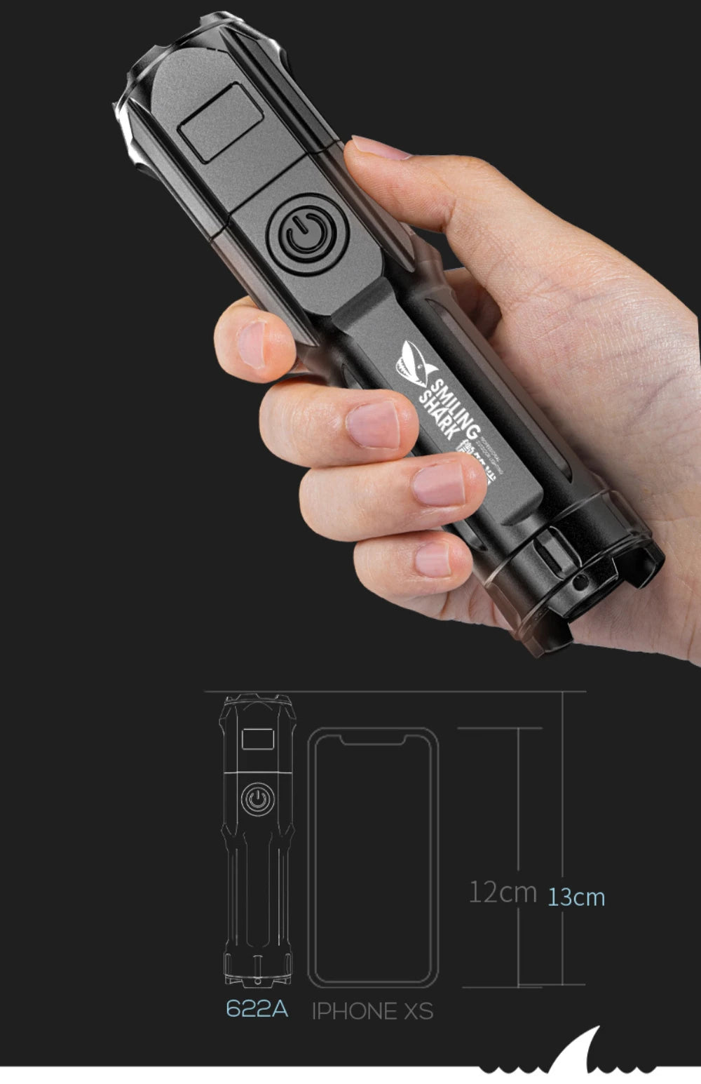 Lanterna LED USB recarregável à prova d'água