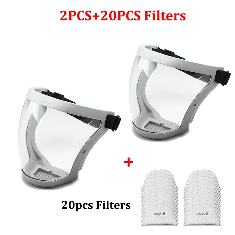 Máscara de proteção transparente à prova de respingos