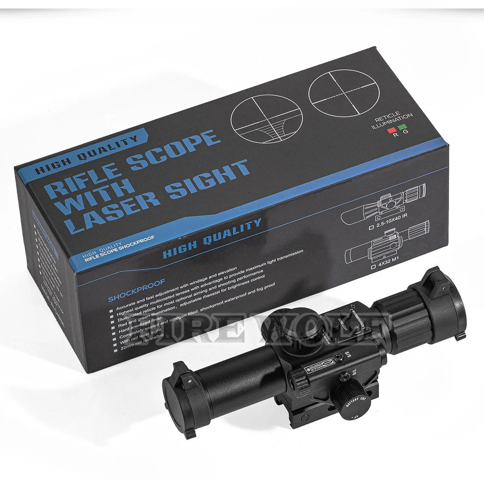 Mira telescópica Firewolf-M-4X25IR com Laser Vermelho