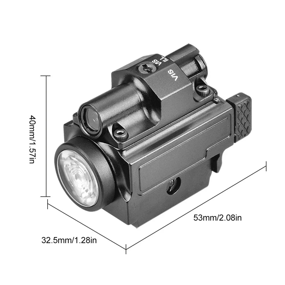 Lanterna de 800 lumens com laser ou vermelho com bateria recarregável USB com trilho Picatinny