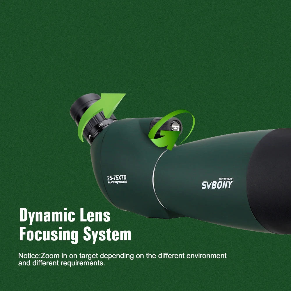 Luneta de espotagem Svbony SV28 com zoom potente de 70mm à prova d'água e tripé