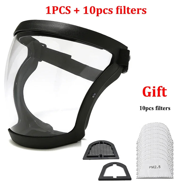 Máscara de proteção transparente à prova de respingos