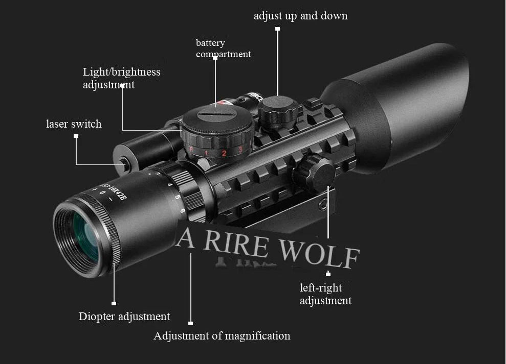 Mira Telescópica M9C 3-10X42 Antissísmica com Laser Infravermelho e Verde Integrado