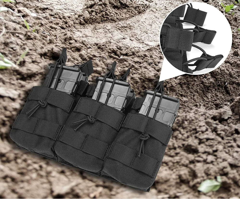 Porta Carregador Triplo Tático com Molle e Camada Dupla. Compatível com M4, M14, M16, AK e AR