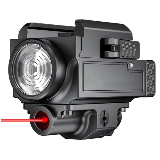 Lanterna de 800 lumens com laser ou vermelho com bateria recarregável USB com trilho Picatinny