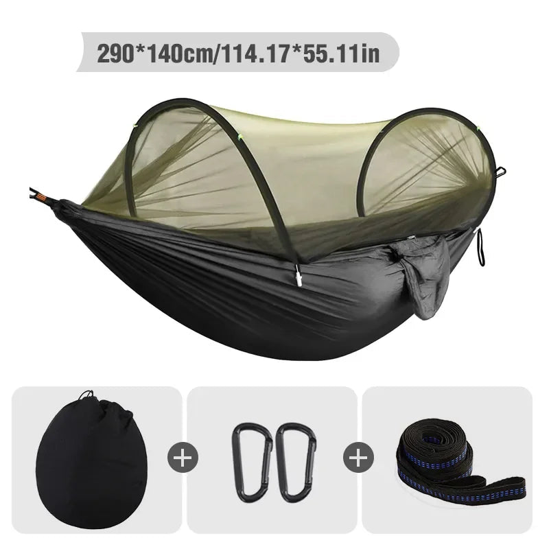 Rede 3 em 1 para camping com mosquiteiro e abertura rápida