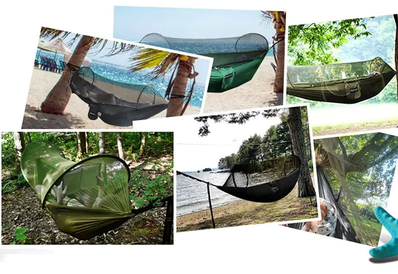 Rede 3 em 1 para camping com mosquiteiro e abertura rápida