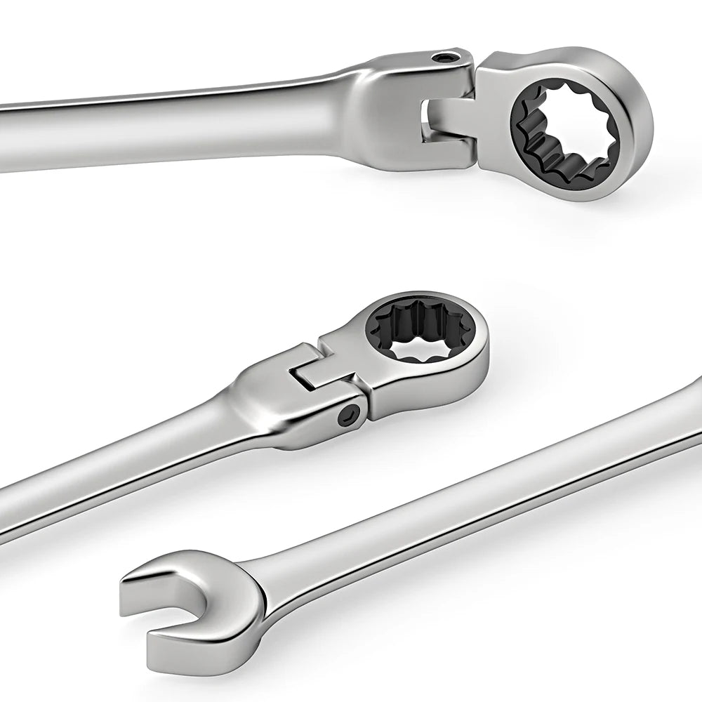 Conjunto de chave de catraca de cabeça flexível combinada em Cromo Vanadium
