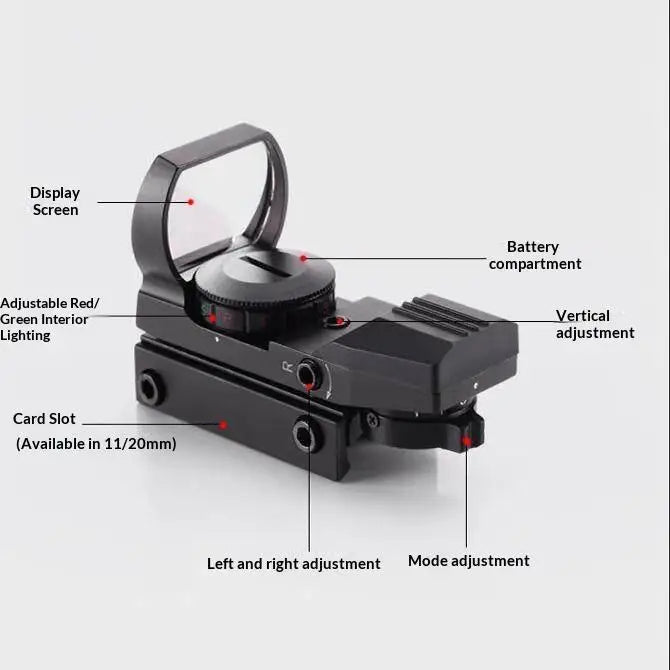 Mira holográfica de metal com quatro pontos variáveis
