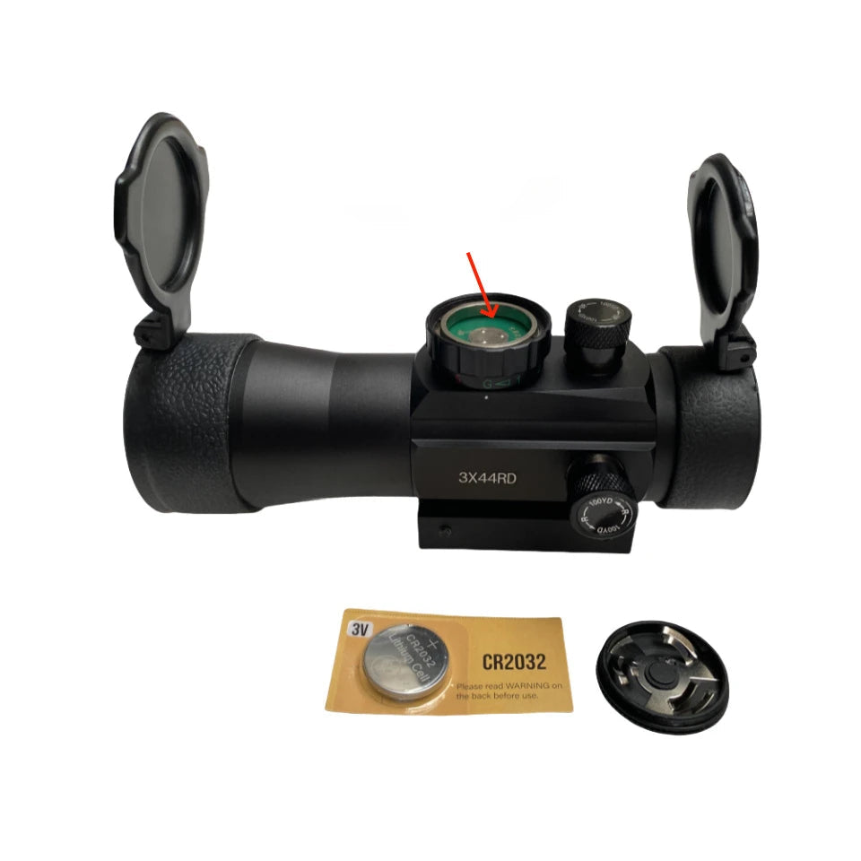 Mira telescópica 3X44 com ponto verde e vermelho